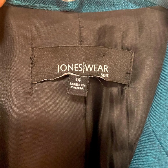 Jones Wear Teal Blue Two Button Blazer Jacket Pockets, Sz 14 - Picture 3 of 5